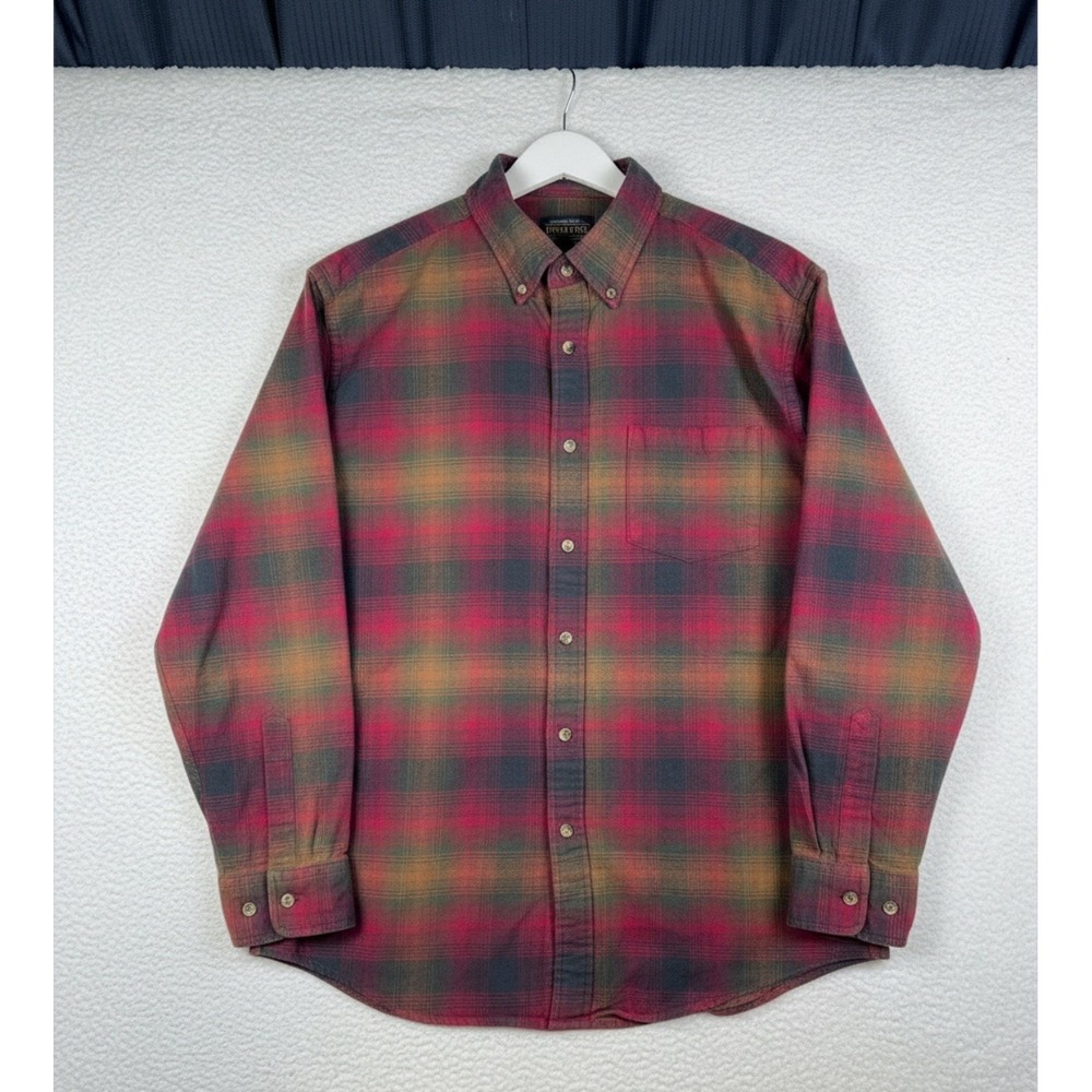 Pendleton Mason Flannel Shirt Men's Large Red Shadow Plaid Long Sleeve